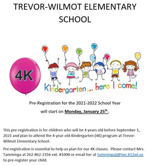 4K Pre-Registration for the 2021-2022 School Year
